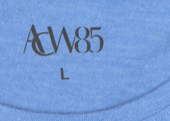 A&W85 Men's Blue Graphic Print Crew Neck T-Shirt Size L