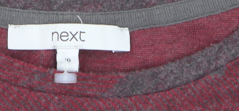 Next Women's Red Check Knit Button Shoulder Jumper Size 10