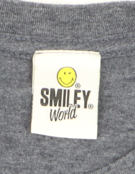 Smiley World Women's Grey L Basic Funny Graphic T-Shirt