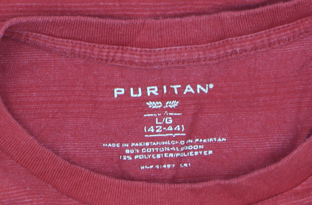 Puritan Men's Red Crew Neck Cotton Blend Short Sleeve T-Shirt Size L