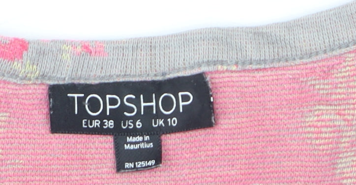 Topshop Women's Grey Floral Button-Up Crop Top Size 10