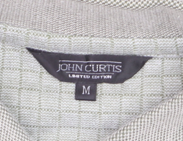 John Curtis Men’s Grey Check Polo Shirt Size M Classic Fit