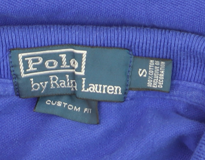 Ralph Lauren Men's Blue Custom Fit Cotton Short Sleeve Polo Shirt S