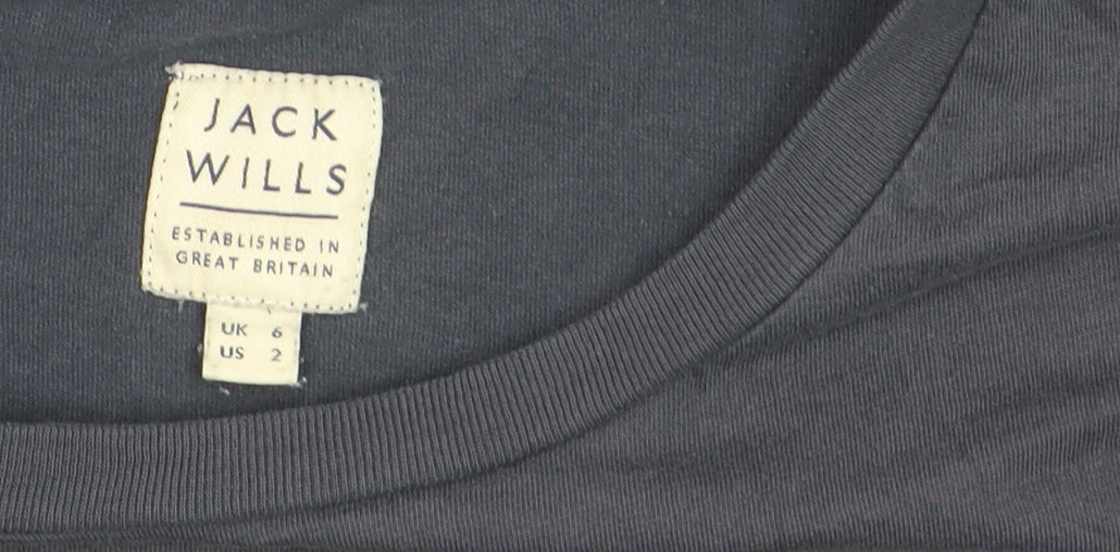 Jack Wills Women's Blue Cotton Crew Neck T-Shirt UK 6