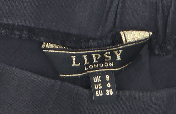 Lipsy Women’s Black Leopard Side Stripe Stretch Leggings Size 8