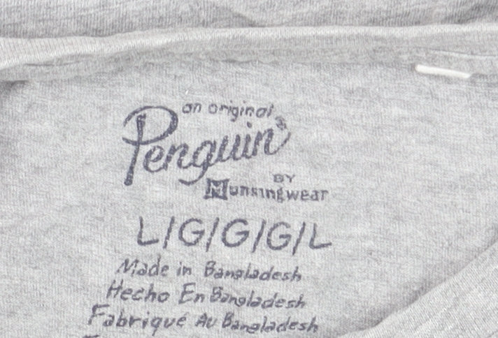 Original Penguin Grey Graphic Cotton T-Shirt Men's Large