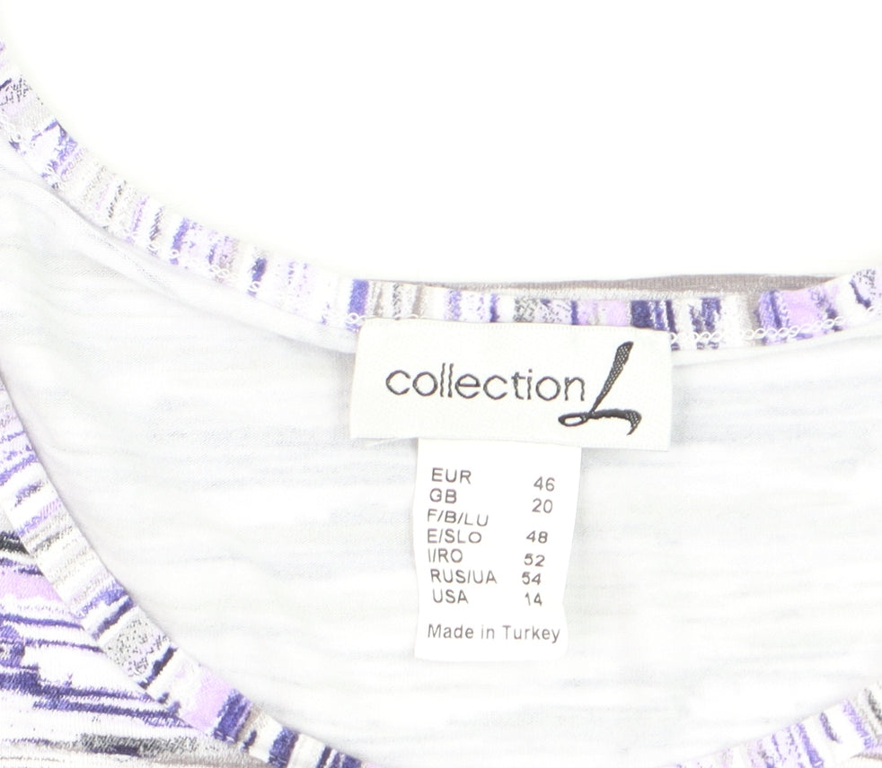 Collection L Women’s Multicoloured Stripe T-Shirt Size 20 Viscose Blend