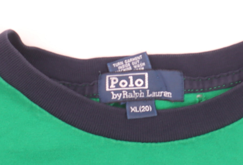 Ralph Lauren Womens Green Cropped T-Shirt XL Nautical Logo Top