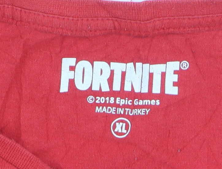 Fortnite Men’s Red XL Graphic Cotton T-Shirt Short Sleeve Crew Neck