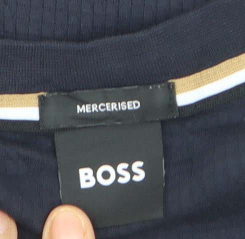 BOSS Men's Navy Blue XL Mercerised Cotton Crew Neck T-Shirt