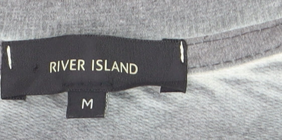 River Island Men's Grey Ombre Geometric Pullover Sweatshirt M