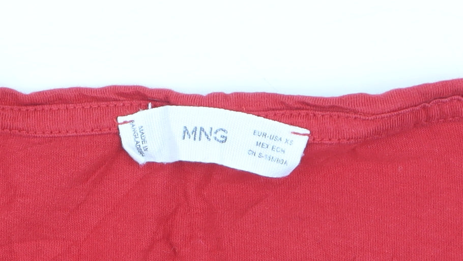 Mango Women's Red Long Sleeve Cotton Basic Blouse XS