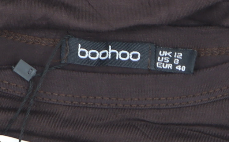 Boohoo Women’s Brown Short Sleeve Basic Stretch T-Shirt UK 12