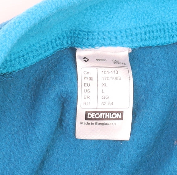Decathlon Women Blue Fleece Half Zip Pullover Sweatshirt XL