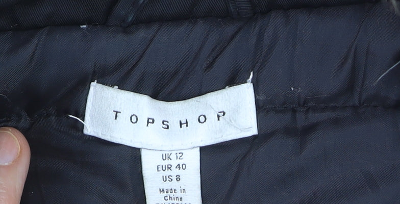 Topshop Unisex Black M Padded Faux Fur Hooded Parka Jacket