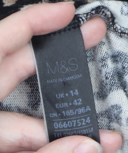 Marks & Spencer Women’s Beige Leopard Print Long Sleeve Pullover Jumper Size 14
