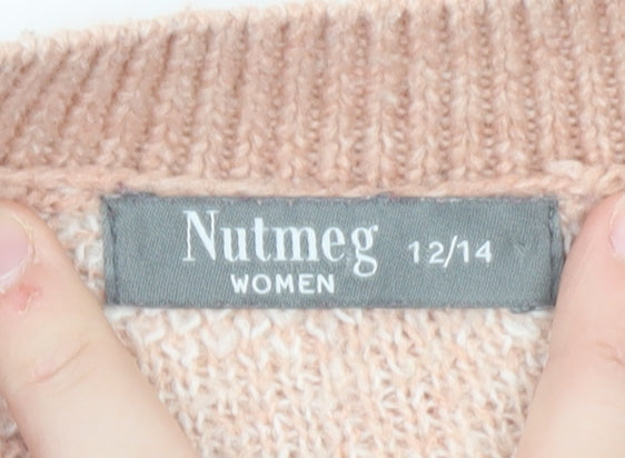 Nutmeg Women Beige Leopard Print Pullover Jumper Size 12/14