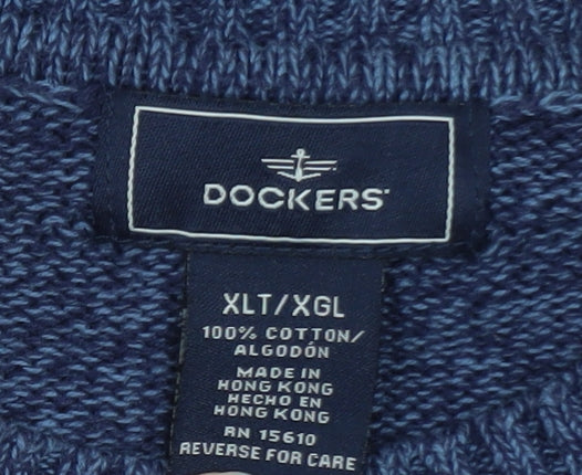 Dockers Men’s Blue Cotton Crew Neck Pullover Jumper 2XL Big & Tall