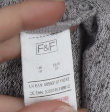 F&F Women’s Grey Long Sleeve Paris Studded T-Shirt Size 10