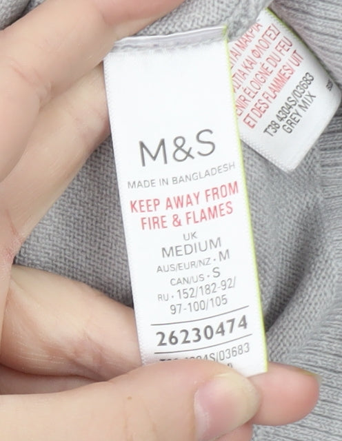 Marks & Spencer Womens Grey Pink Stripe Full Zip Hoodie Medium