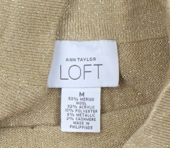 Ann Taylor LOFT Womens Beige Sleeveless Cowl Neck Wool Blend Jumper M