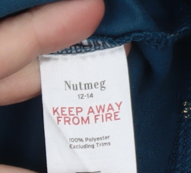 Nutmeg Womens Blue Star Print Long Sleeve Pyjama Top Size 12-14