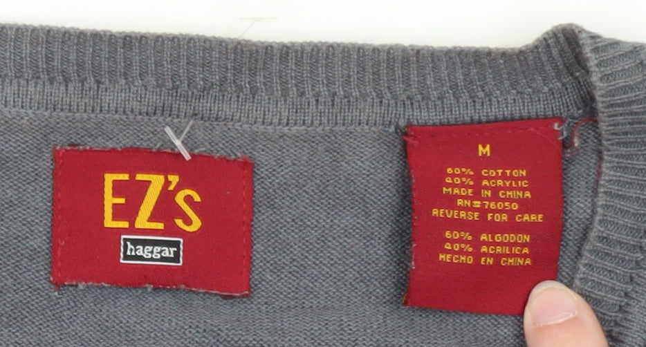 EZ's by Haggar Men's Grey Argyle Knit Sleeveless Vest Jumper M