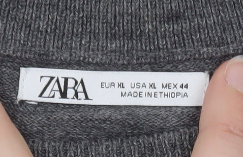 Zara Men's Grey Wool Crew Neck Pullover Jumper XL