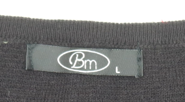 Bonmarché Women Black Beaded Button Cardigan L Long Sleeve Classic