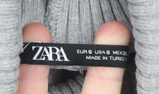 Zara Women Grey Sleeveless Roll Neck Knit Pullover Jumper Size S