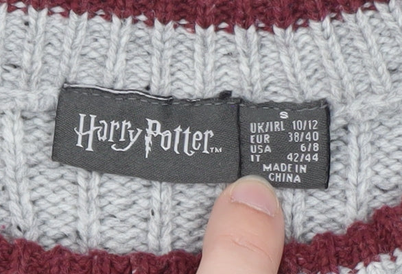 Harry Potter Unisex Grey Gryffindor Knit Jumper Size S Crew Neck