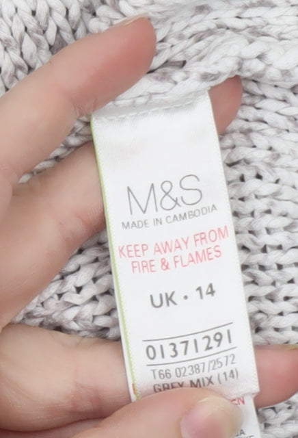 Marks & Spencer Women’s Grey V-Neck Knit Jumper Size 14