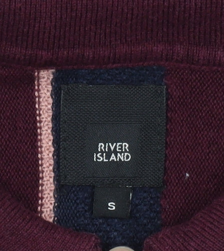 River Island Men’s Multicoloured Striped Polo Shirt Size S