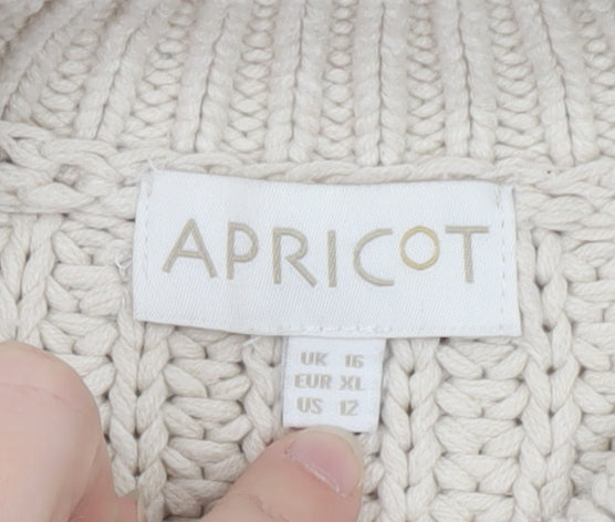 Apricot Womens Beige Crew Neck Chunky Knit Pullover Jumper UK 16