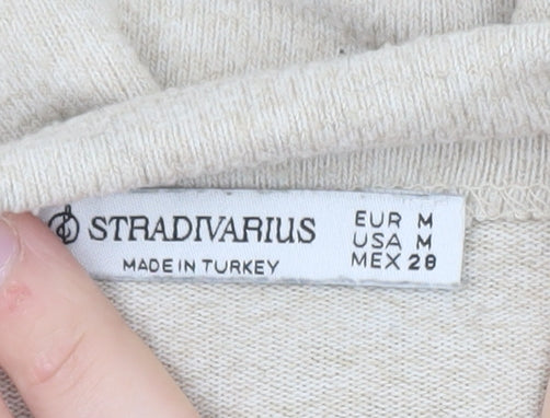 Stradivarius Women Beige High Neck Slim Fit Knit Jumper Size 12