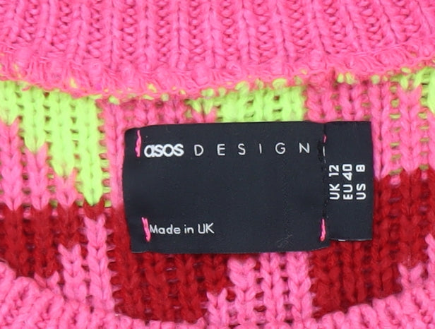 ASOS DESIGN Women's Multicoloured Geometric Knit Jumper Size 12