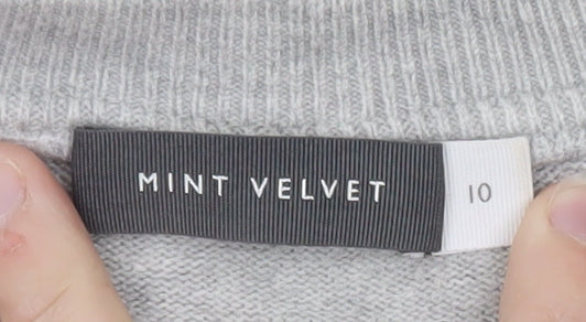 Mint Velvet Women's Grey Embroidered Crew Neck Jumper Size 10