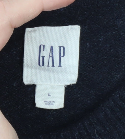 GAP Men’s Black Fair Isle Wool Crew Neck Jumper Size L