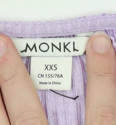 Monki Women's Purple Wrap Pleated Long Sleeve Blouse XXS