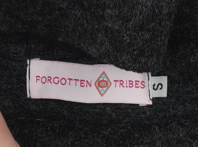 Forgotten Tribes Women Charcoal Black Asymmetrical Roll Neck Jumper Size S