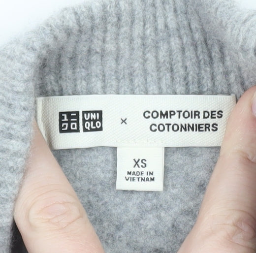 Uniqlo x Comptoir des Cotonniers Womens Grey XS Striped Roll Neck Jumper