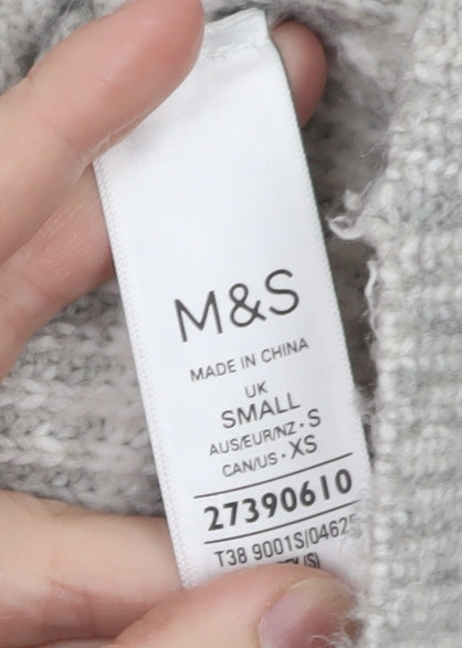 Marks & Spencer Women’s Grey Striped Knit Pullover Jumper Size S