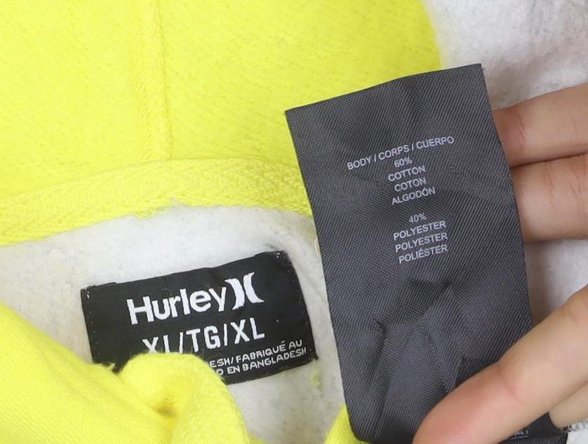 Hurley Men's XL Grey & Yellow Pullover Hoodie with Logo