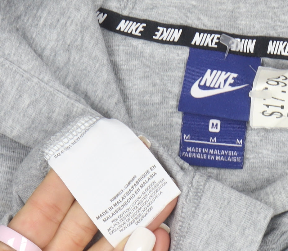 Nike Men's Grey Pullover Hoodie Size M Sportswear Logo Style