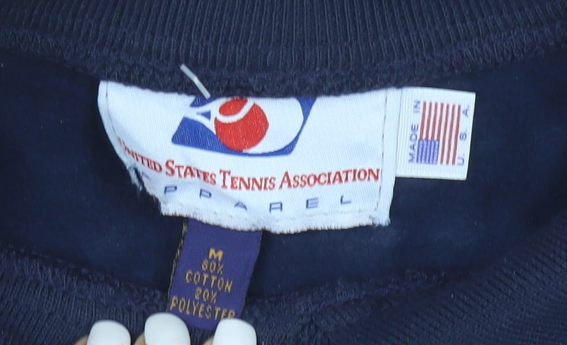 USTA Men's Blue Pullover Sweatshirt M Crew Neck Fleece Vintage