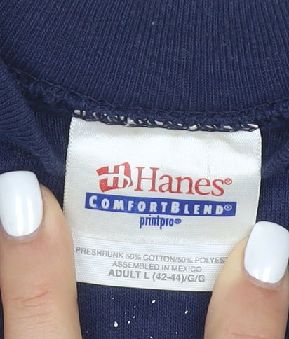 Hanes Men’s Blue Christmas Graphic Pullover Sweatshirt L