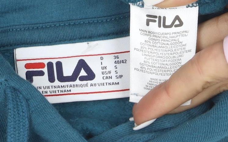 Fila Mens Blue Pullover Hoodie Size S Regular Fit Hooded Sweatshirt