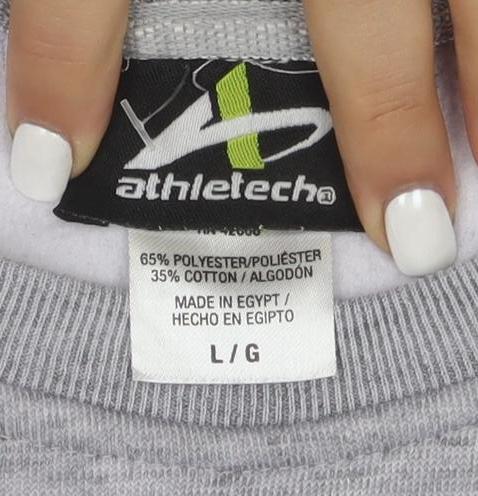 Athletech Mens Grey L Pullover Crew Neck Fleece Sweatshirt