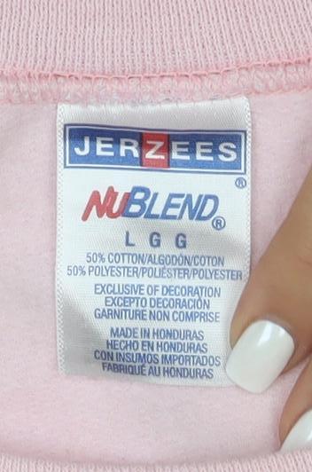 Jerzees Women's Pink Floral Cowboy Boots Graphic Sweatshirt L