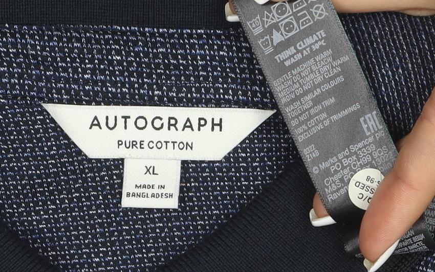 Marks and Spencer Autograph Men's Blue Geometric Polo Shirt XL